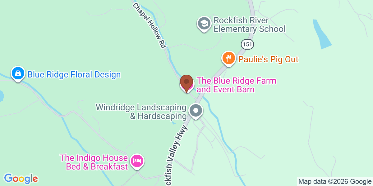 Map showing The Blue Ridge Farm and Event Barn