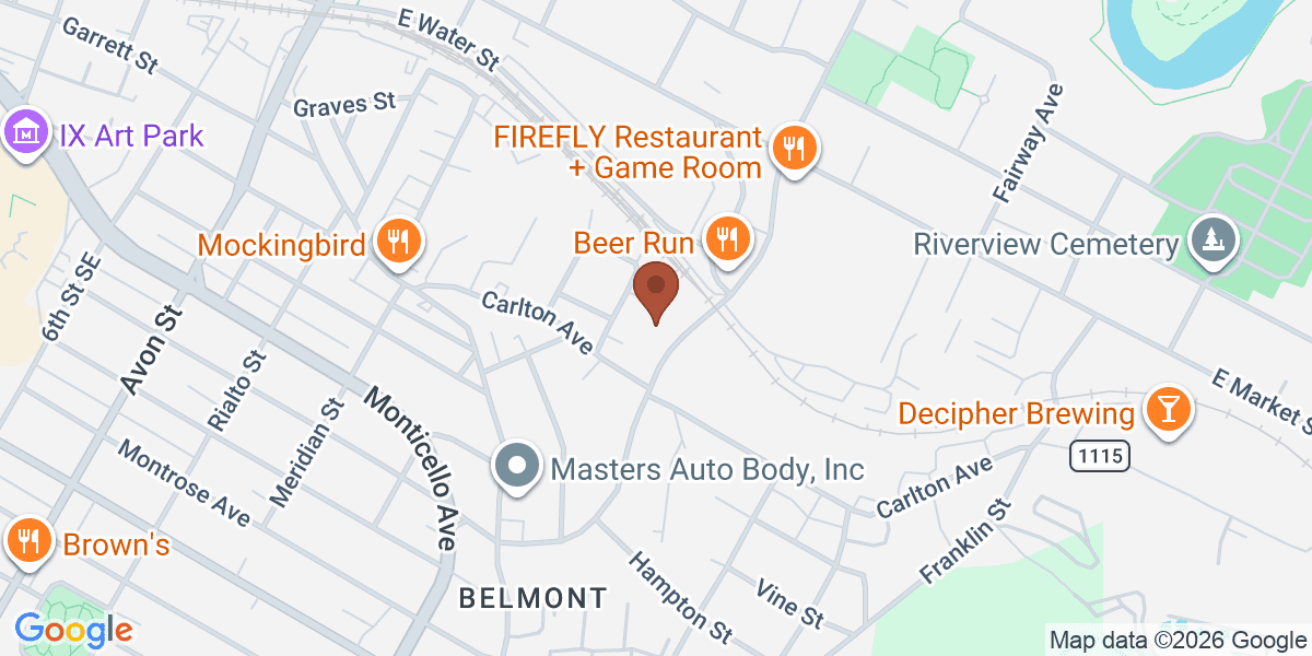 Map showing Twisted Oak Barbecue