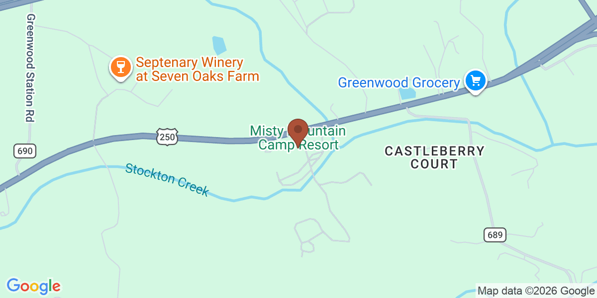Map showing Misty Mountain Camp Resort