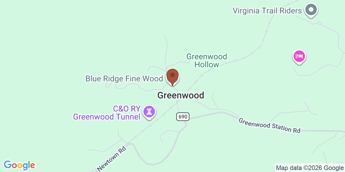 Map showing Blue Ridge Fine Wood