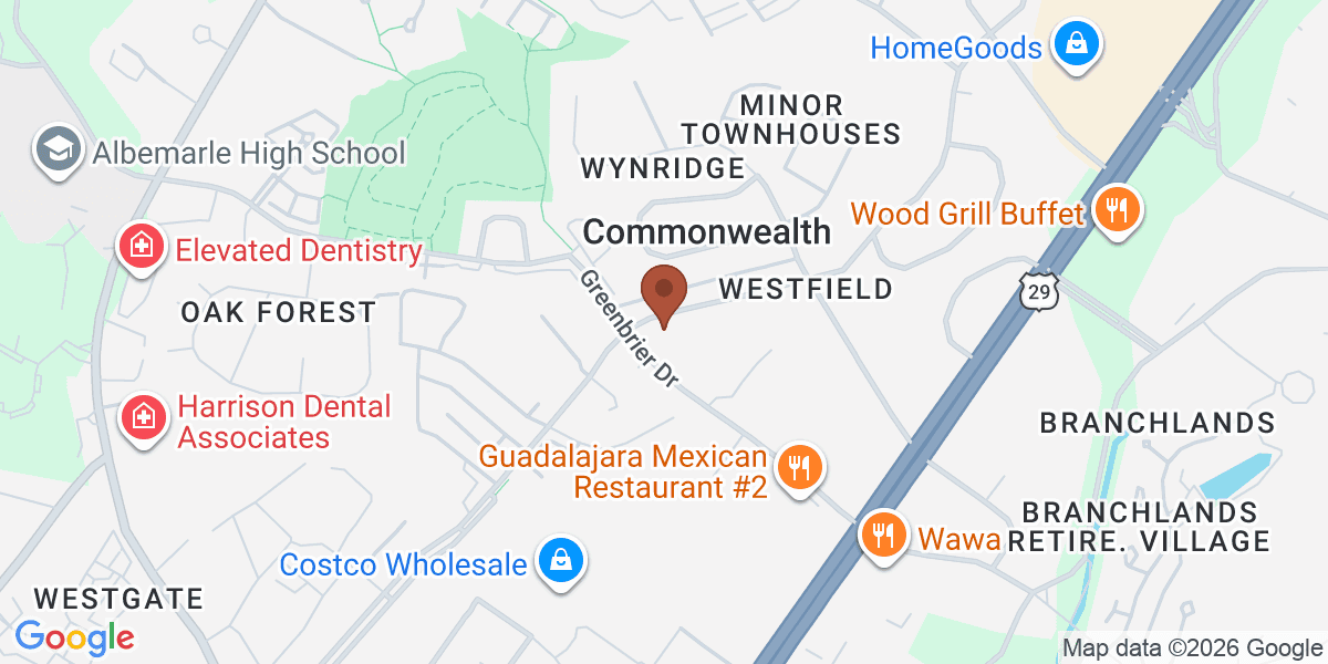 Map showing Thriveworks Counseling & Psychiatry Charlottesville