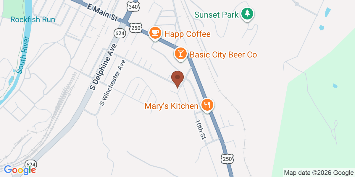 Map showing BlueGrass Lawn Care Services