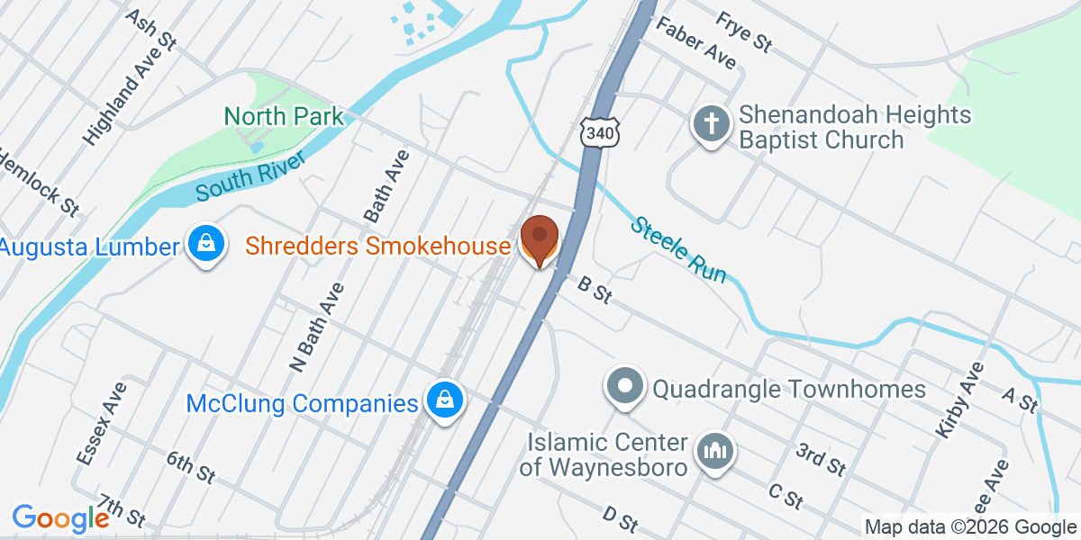 Map showing Shredders Smokehouse