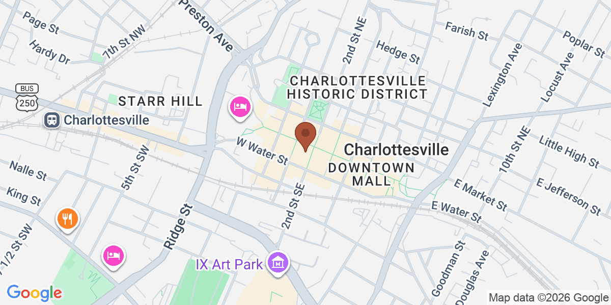 Map showing C'ville Arts Cooperative Gallery