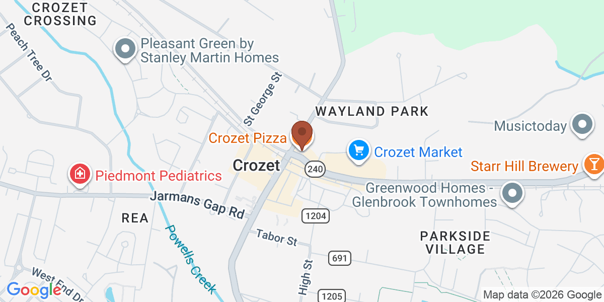 Map showing Crozet Pizza