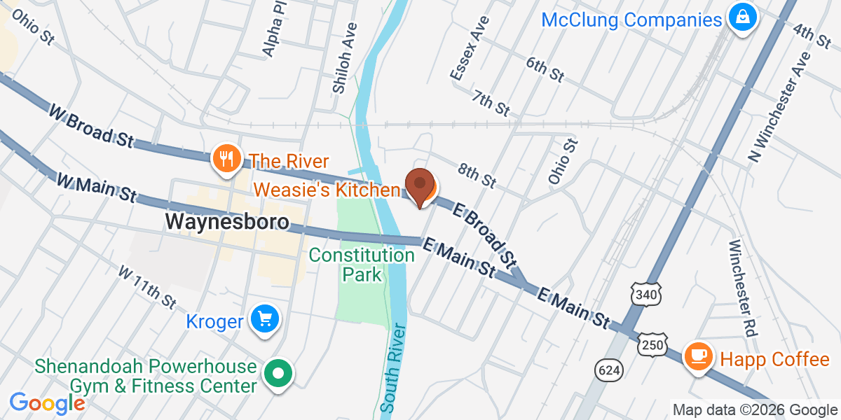 Map showing Weasie's Kitchen