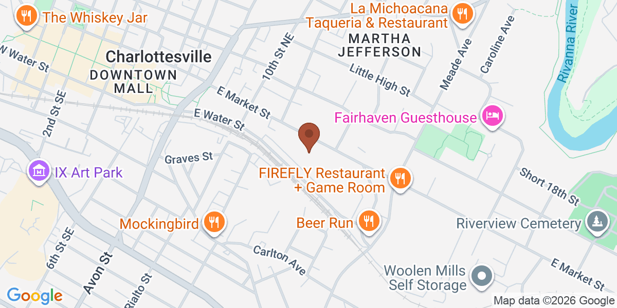 Map showing Blue Ridge Pizza Co.