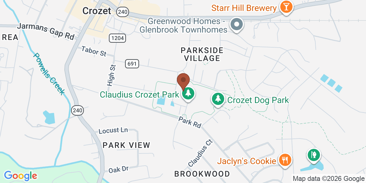 Map showing Crozet Park Aquatics and Fitness Center