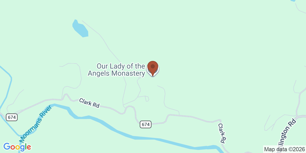 Map showing Our Lady of the Angels Monastery