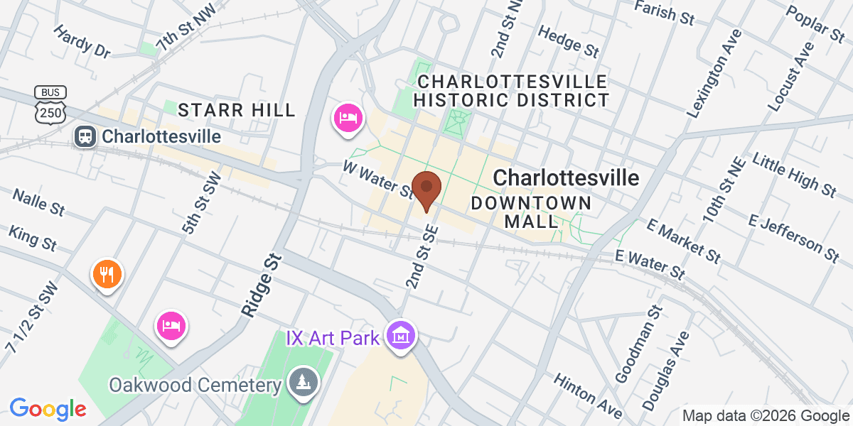 Map showing Charlottesville City Market