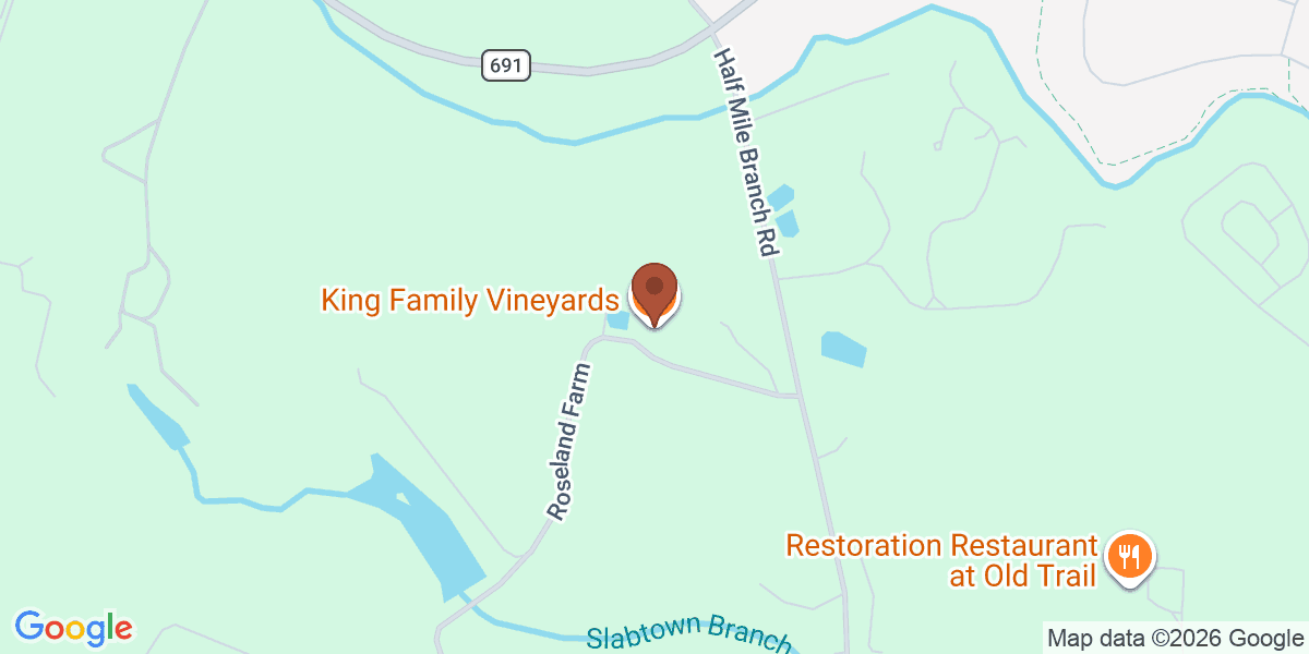 Map showing King Family Vineyards