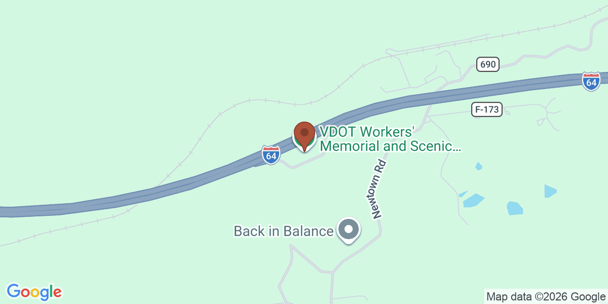 Map showing VDOT Workers' Memorial and Scenic Overlook