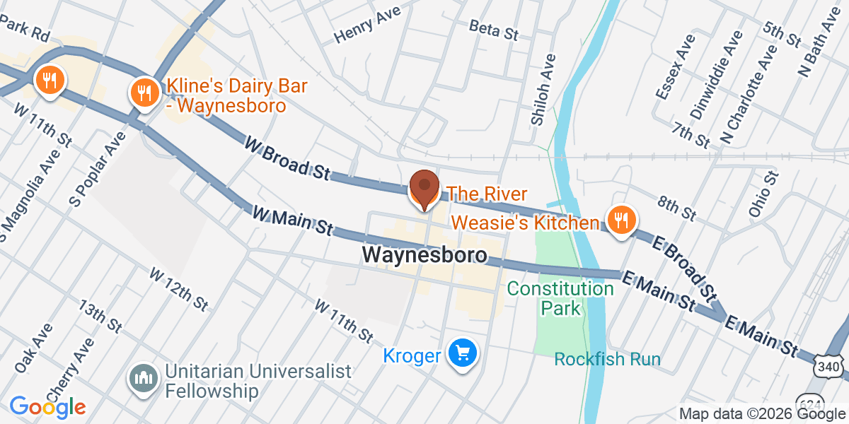 Map showing The River